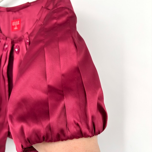 NWT ELLE Womens Bolero Jacket Size S Red Retro Cropped Pockets Cranberry 00s‎ - Picture 10 of 16